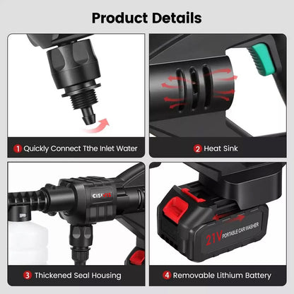 Portable Cordless Car Pressure Washer Water High Jet Wash Cleaner Gun And 2 Battery
