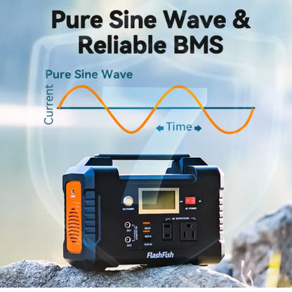 200W Portable Power Station, FlashFish 40800mAh Solar Generator With 110V AC Outlet/2 DC Ports/3 USB Ports, Backup Battery Pack Power Supply For CPAP Outdoor Advanture Load Trip Camping Emergency