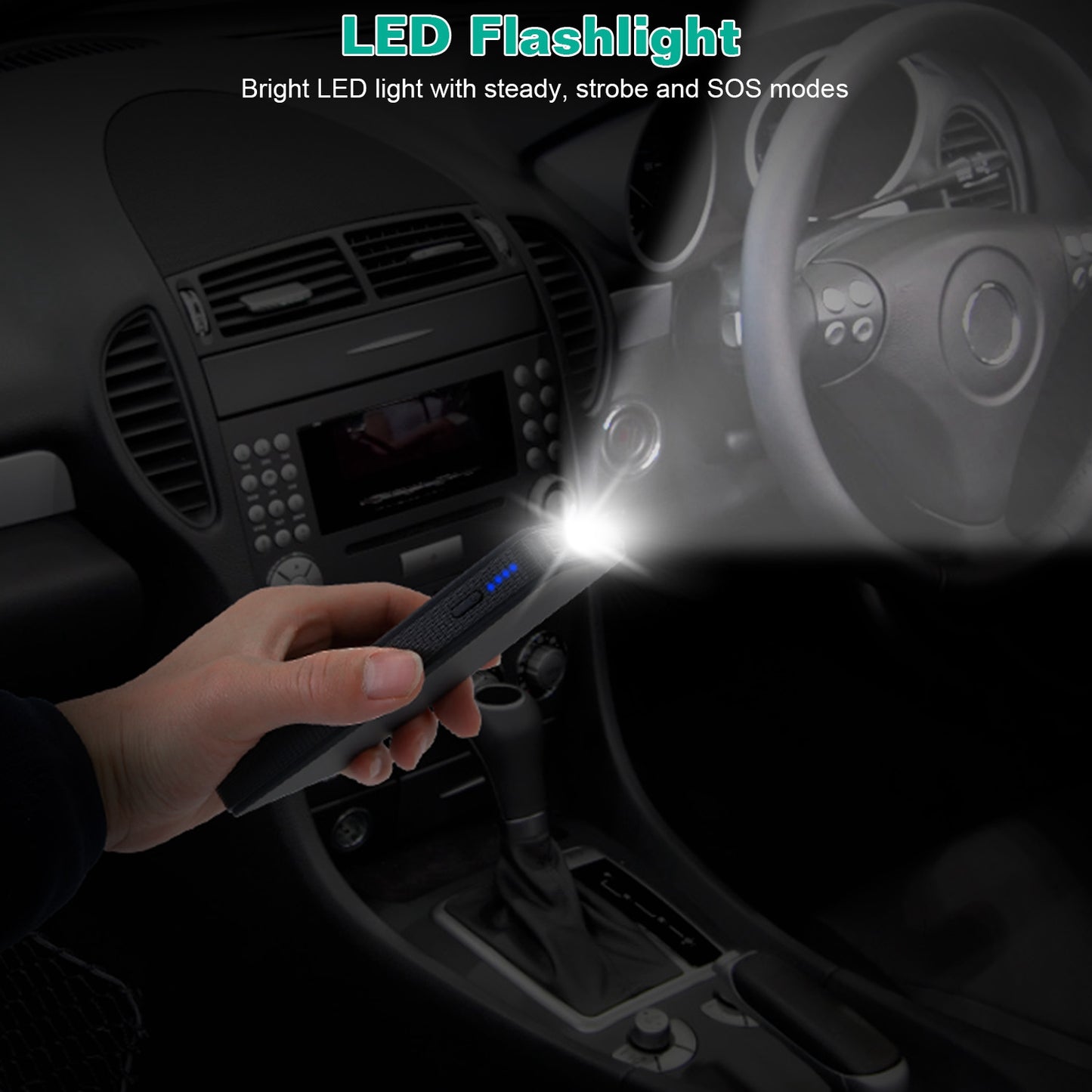 12V Car Jumper Starter 400A Peak 20000mAh Battery Charger Power Bank Portable Power Booster Battery With 3 Flashlight Modes