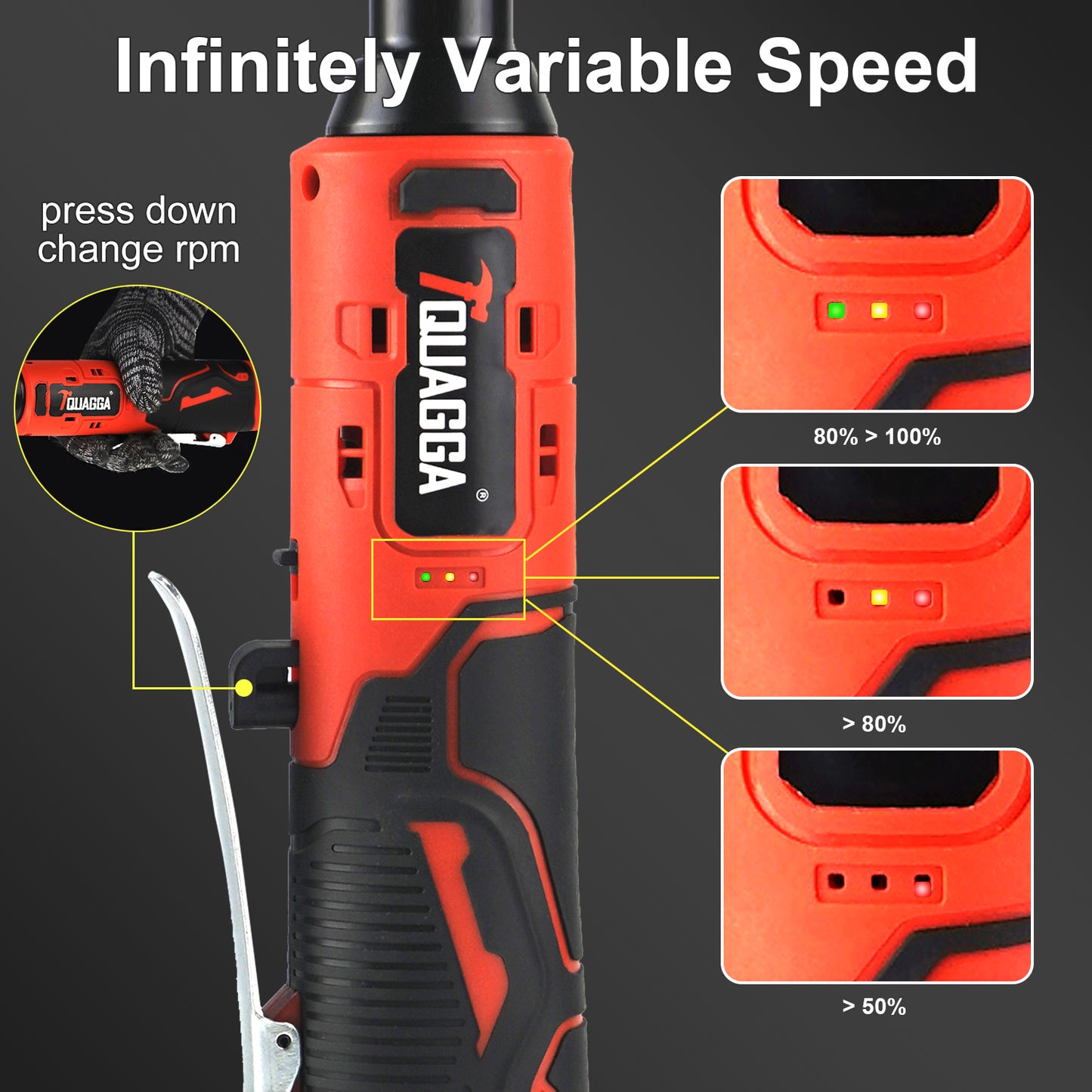 TQUAGGA 18V Cordless Electric Ratchet Wrench Set, Power Ratchet Wrench,Variable Speed With Batteries2,Torque 45ftlbs,Car Repair Tools, Power Tools,Hardware,Heavy Duty,Portable,Quick Charger