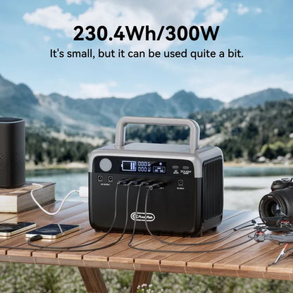 Flashfish 300W Power Station + 60W Solar Panel 230.4Wh LiFePO4 (Peak 600W) Solar Generator AC Outlets Portable Power Station,Power Bank, Battery Backup For Hurricane Emergency/Outdoor Camping