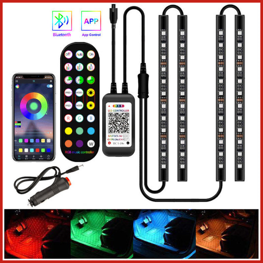 Styling Decorative Lamp LED Car Interior Light Waterproof Ambient Lamp Of Wireless Remote Music Control Car RGB Strip Lights