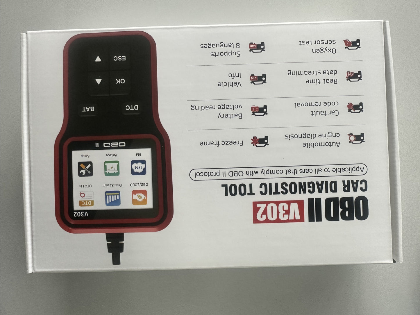 V302 OBD2 Color Screen With 8 Languages Scanner Reader