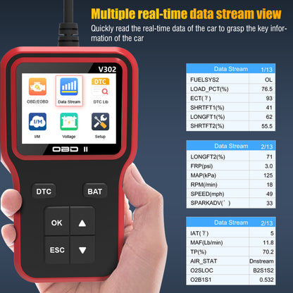V302 OBD2 Color Screen With 8 Languages Scanner Reader