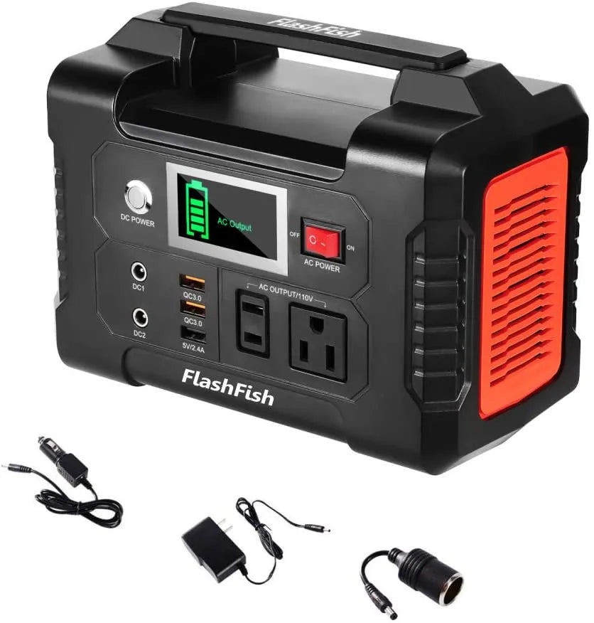 200W Portable Power Station, FlashFish 40800mAh Solar Generator With 110V AC Outlet/2 DC Ports/3 USB Ports, Backup Battery Pack Power Supply For CPAP Outdoor Advanture Load Trip Camping Emergency