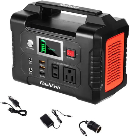 200W Portable Power Station, FlashFish 40800mAh Solar Generator With 110V AC Outlet/2 DC Ports/3 USB Ports, Backup Battery Pack Power Supply For CPAP Outdoor Advanture Load Trip Camping Emergency