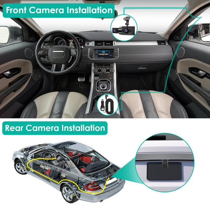 2K Car DVR 3 Channel Dash Cam Camcorder Camera Recorder With 140 Degree Angle GPS WiFi Night Vision G-sensor Loop Recording Parking Monitor