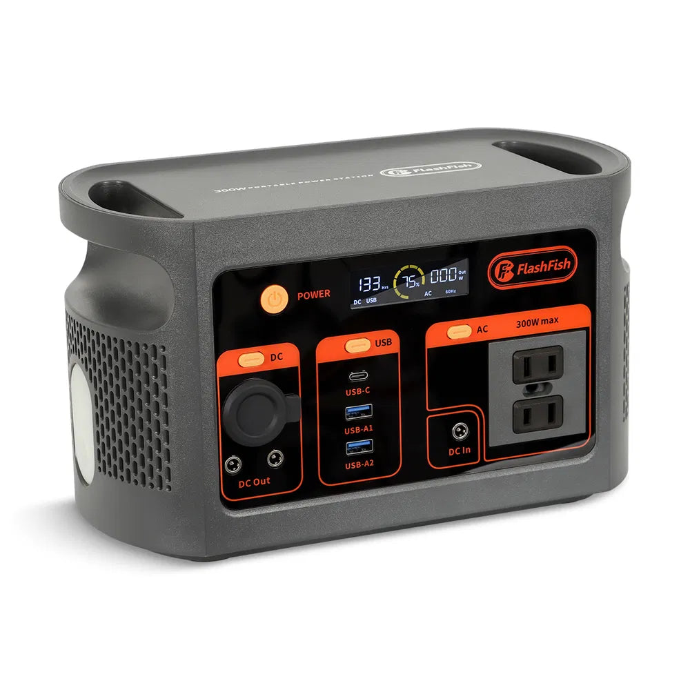 FF Flashfish E103 300W Portable Power Station, 179.2Wh LiFePO4 Battery Pack, Solar Generator With 300W (600W Surge) AC Outlets, Backup Power For Home Use, Camping, Emergencies